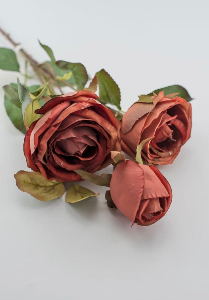 Cabbage Rose spray - rust - Greenery Marketartificial flowers6112 - COR