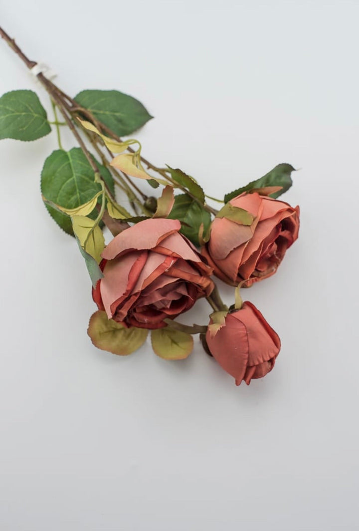 Cabbage Rose spray - rust - Greenery Marketartificial flowers6112 - COR