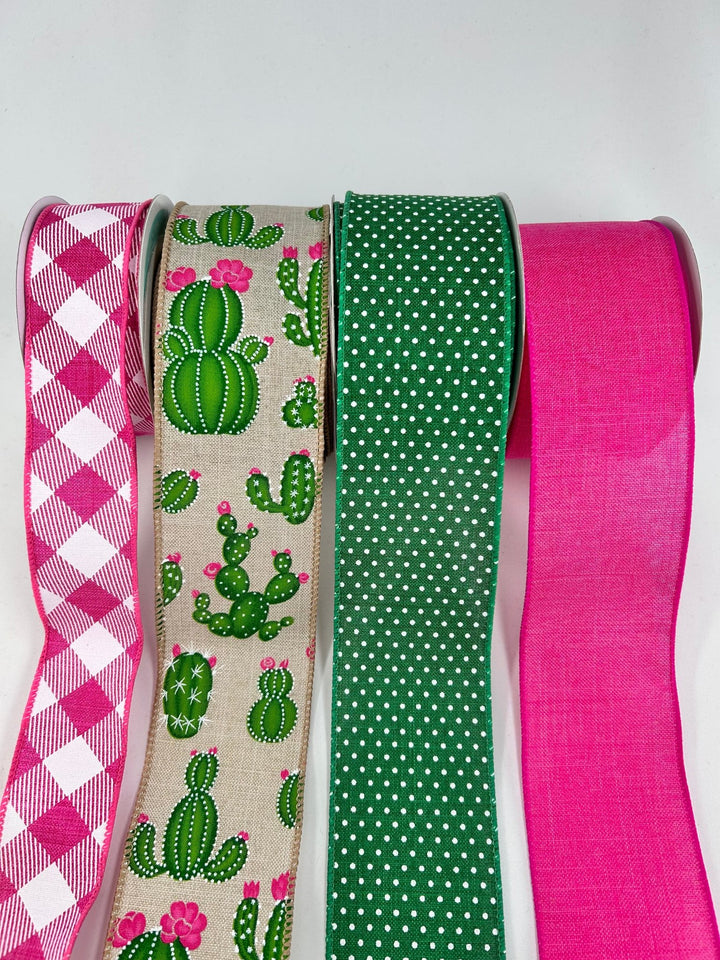 Cactus bow bundle x 4 ribbons - Greenery MarketWired ribbonHotPinkCactusX4