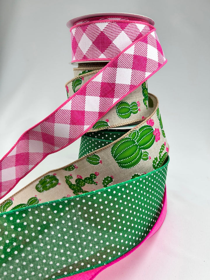 Cactus bow bundle x 4 ribbons - Greenery MarketWired ribbonHotPinkCactusX4