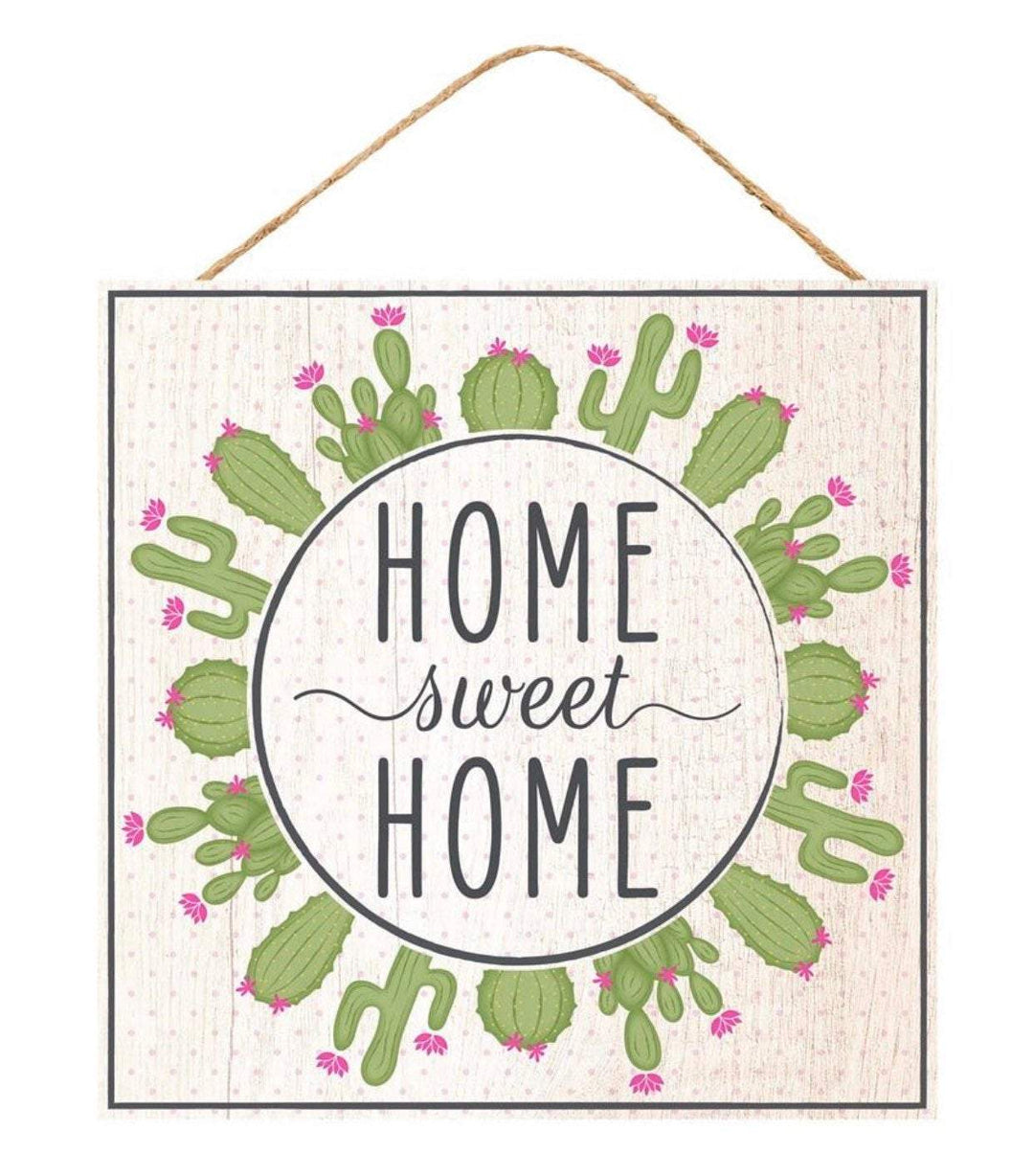 cactus signs, home sweet home 10" square sign - Greenery Marketsigns for wreathsAp8712