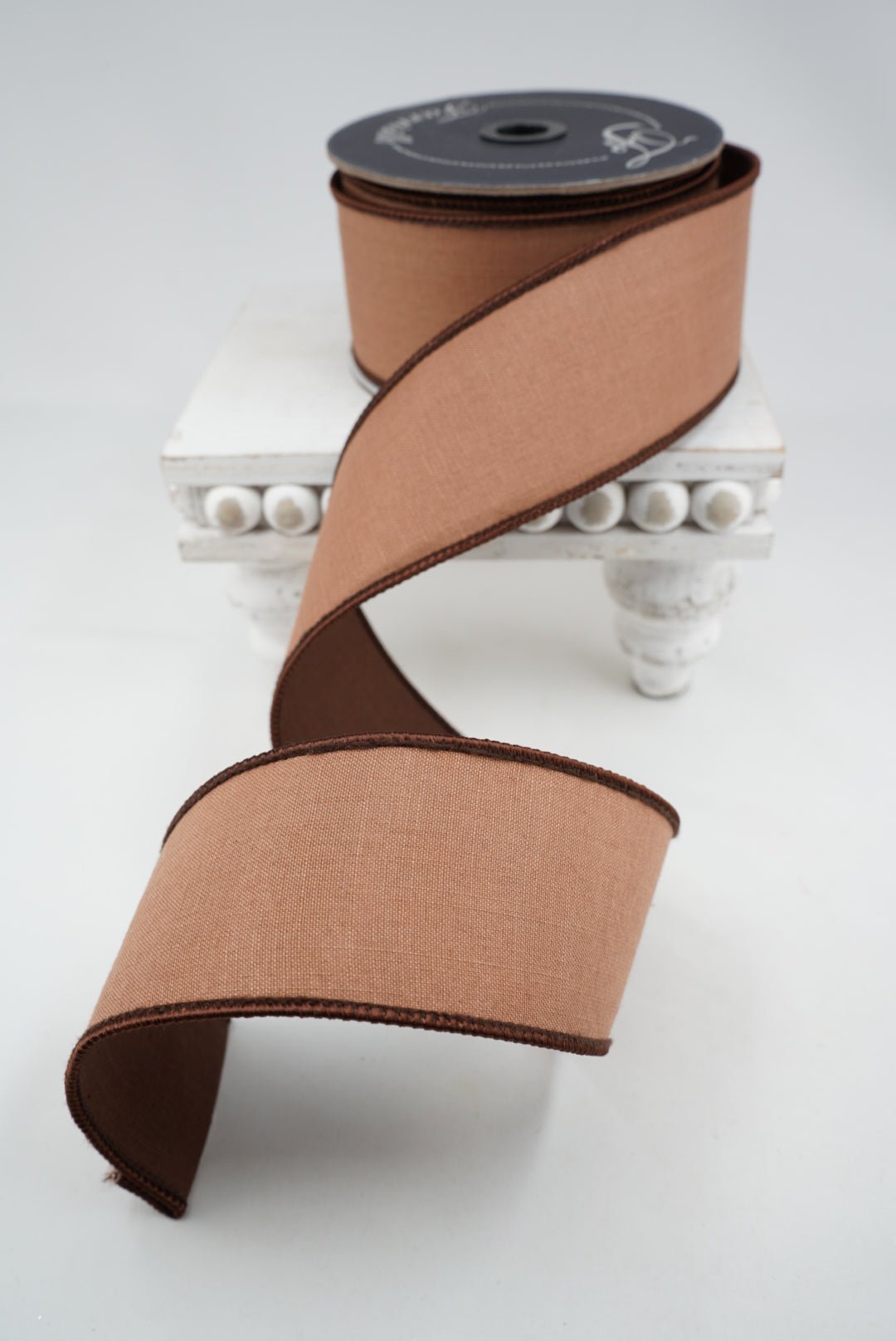 Cappuccino Brown Linen Tones Farrisilk Wired Ribbon - 2.5" - Greenery MarketWired RibbonSR120-29