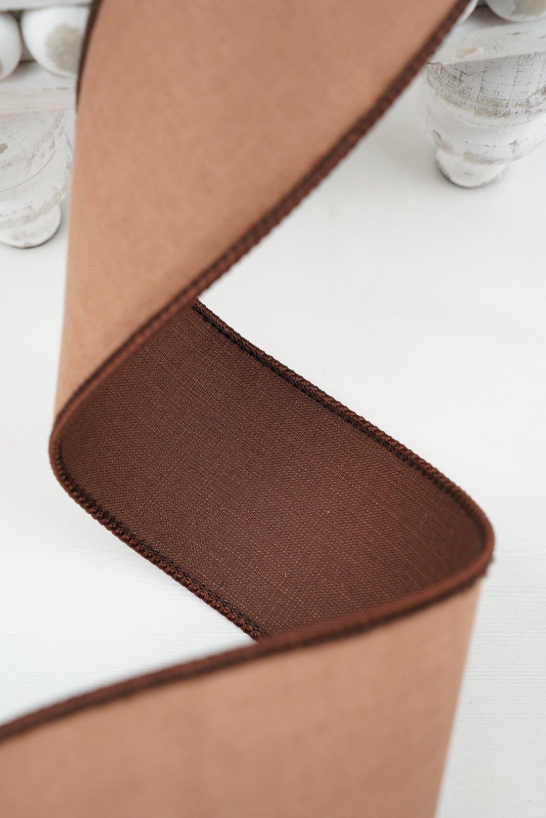 Cappuccino Brown Linen Tones Farrisilk Wired Ribbon - 2.5" - Greenery MarketWired RibbonSR120-29