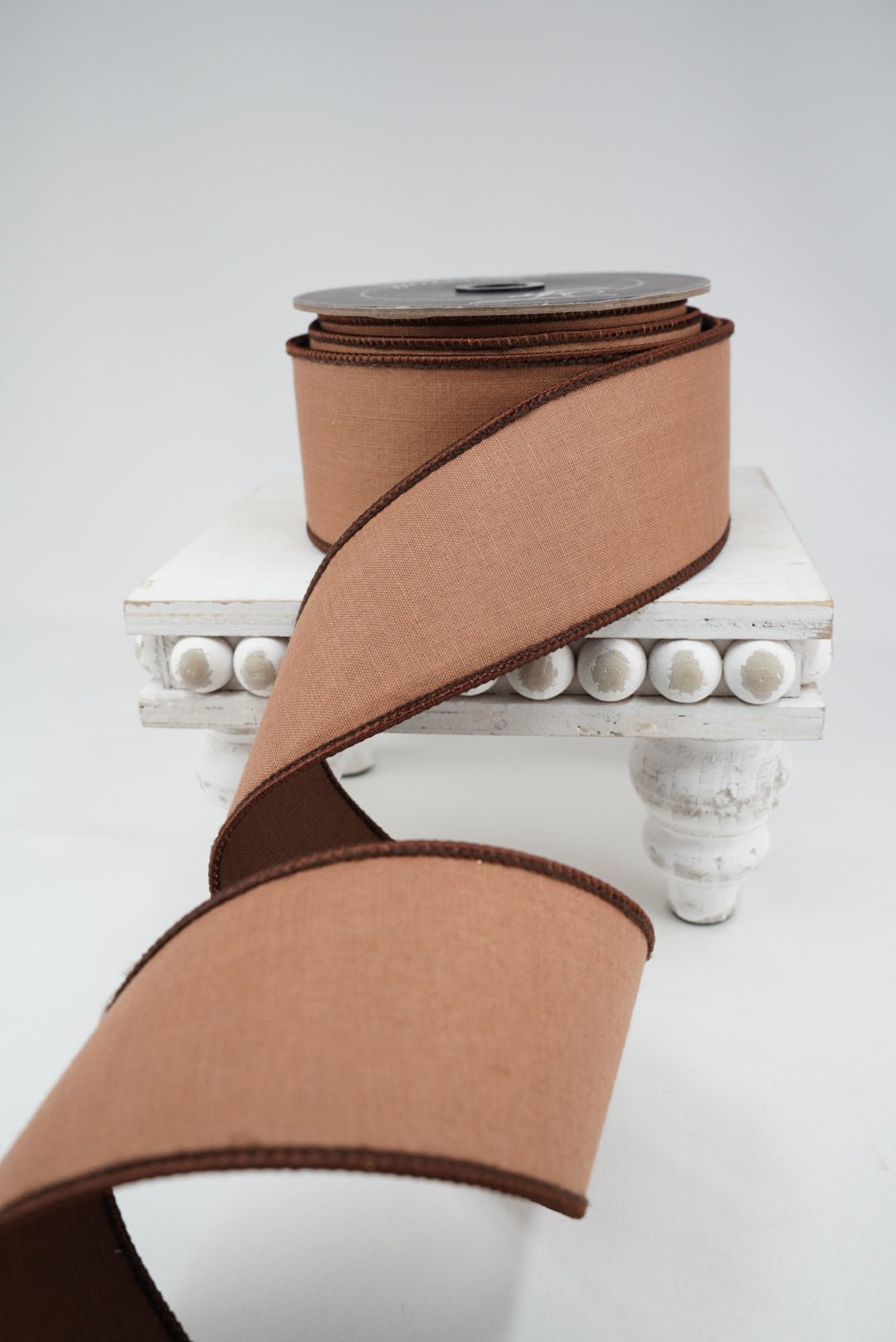 Cappuccino Brown Linen Tones Farrisilk Wired Ribbon - 2.5" - Greenery MarketWired RibbonSR120-29