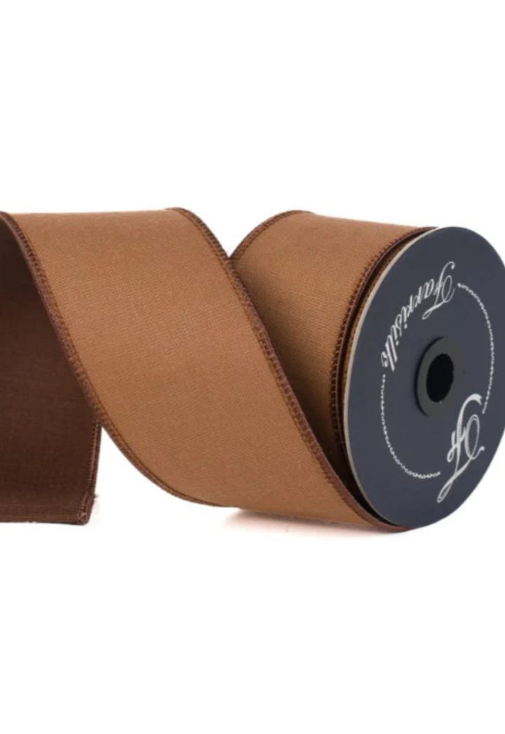 Cappuccino Linen Tones Farrisilk Wired Ribbon - 2.5" - Greenery MarketSR120-29