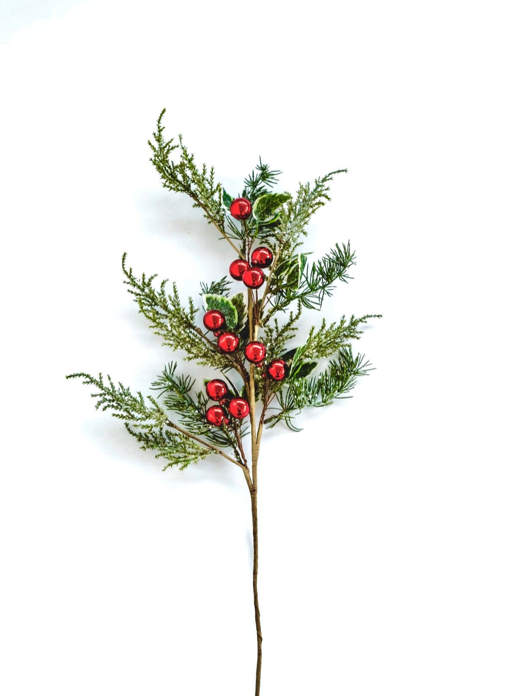 Cedar and holly spray with red ornaments - Greenery MarketChristmasXg967 - R