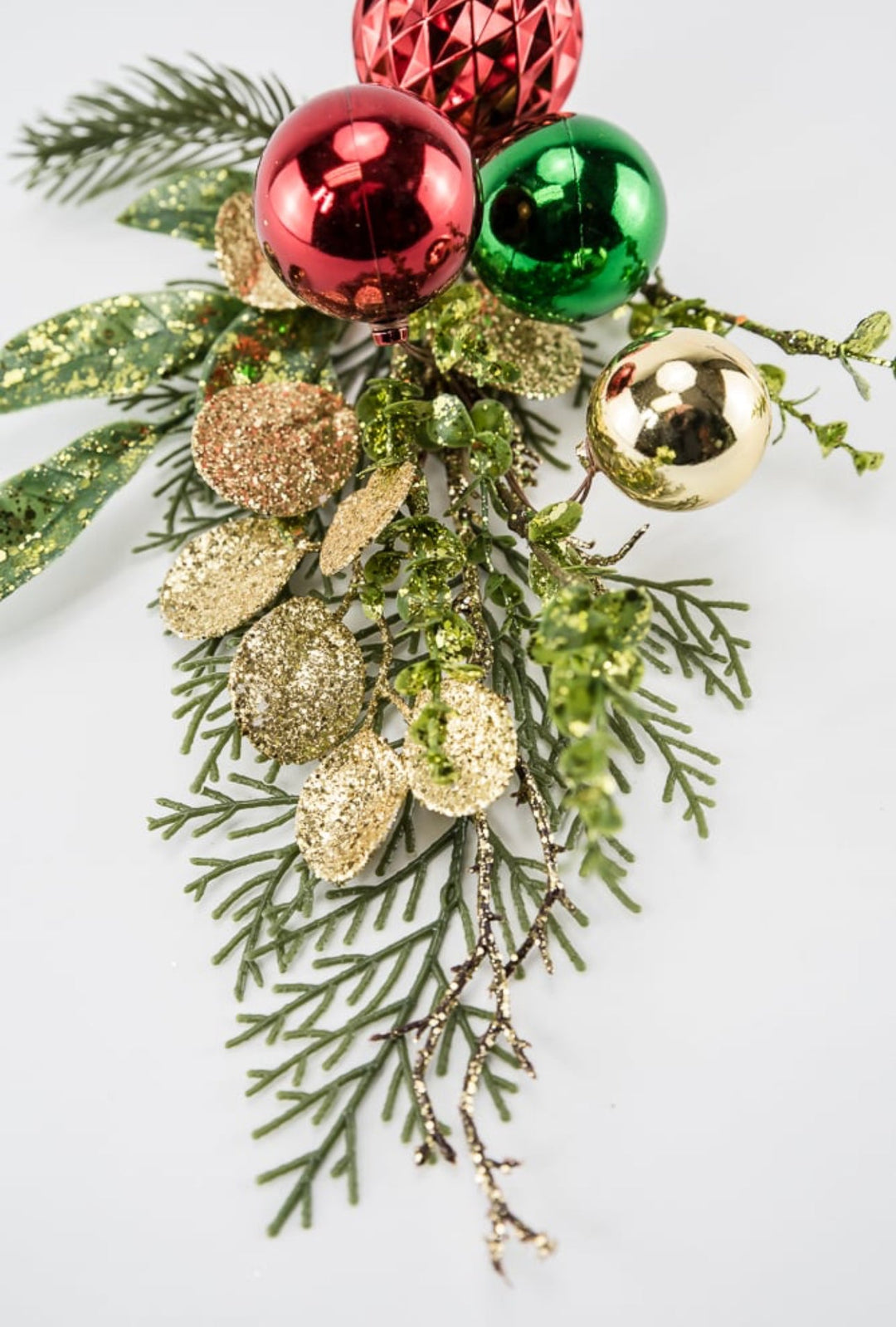 Cedar and mixed greenery red, green, and gold ornaments - Greenery MarketChristmasXg964 - rggo