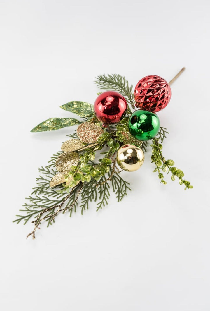 Cedar and mixed greenery red, green, and gold ornaments - Greenery MarketChristmasXg964 - rggo