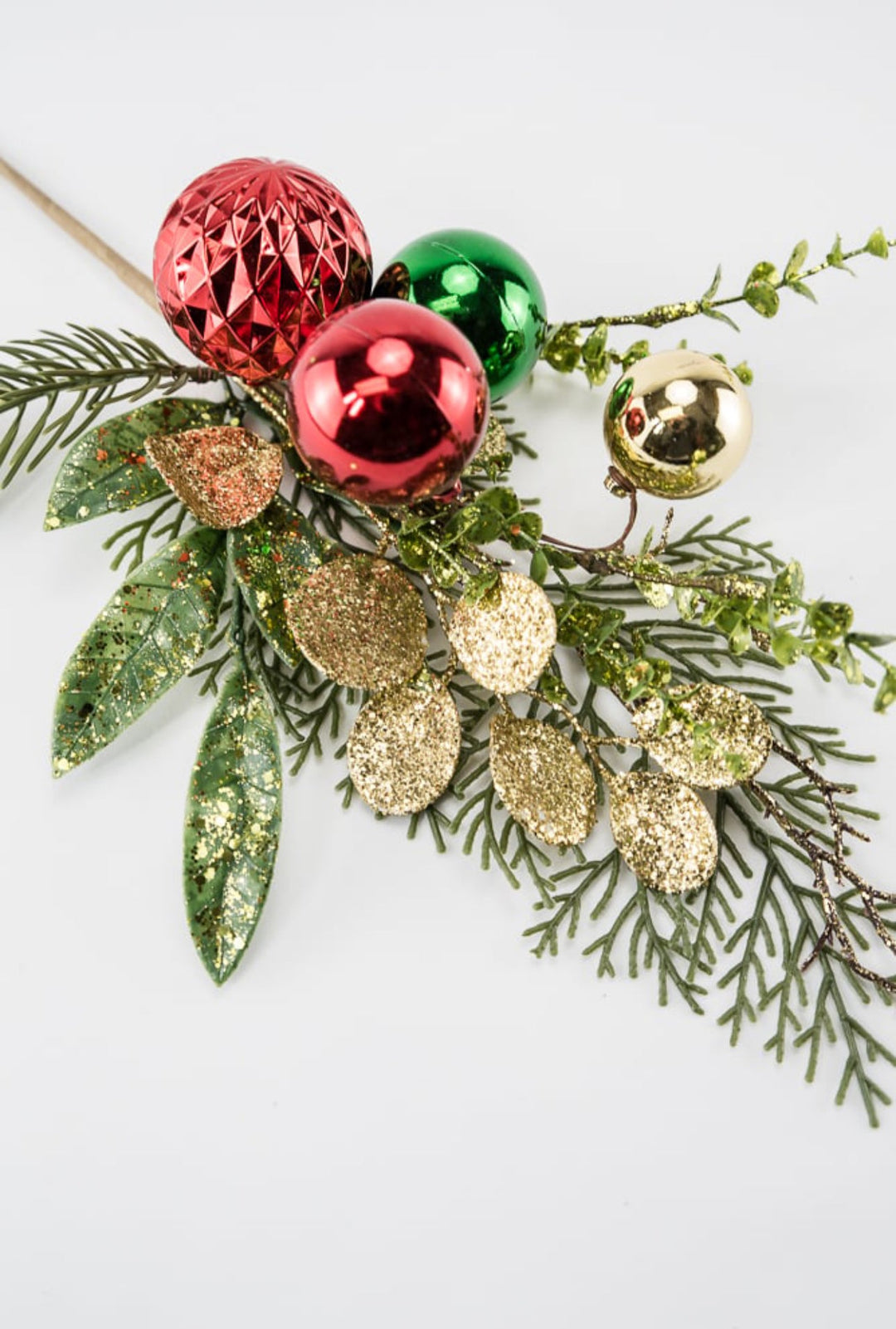 Cedar and mixed greenery red, green, and gold ornaments - Greenery MarketChristmasXg964 - rggo