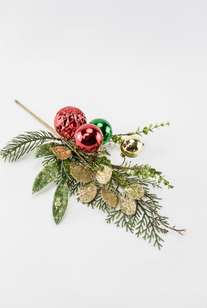 Cedar and mixed greenery red, green, and gold ornaments - Greenery MarketChristmasXg964 - rggo