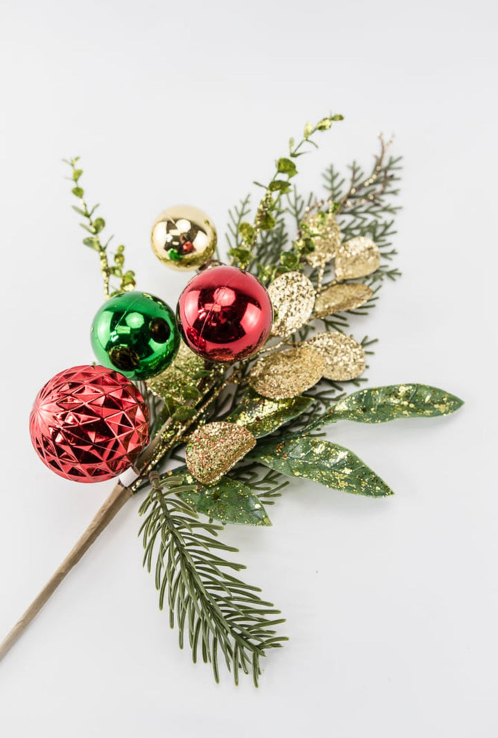 Cedar and mixed greenery red, green, and gold ornaments - Greenery MarketChristmasXg964 - rggo