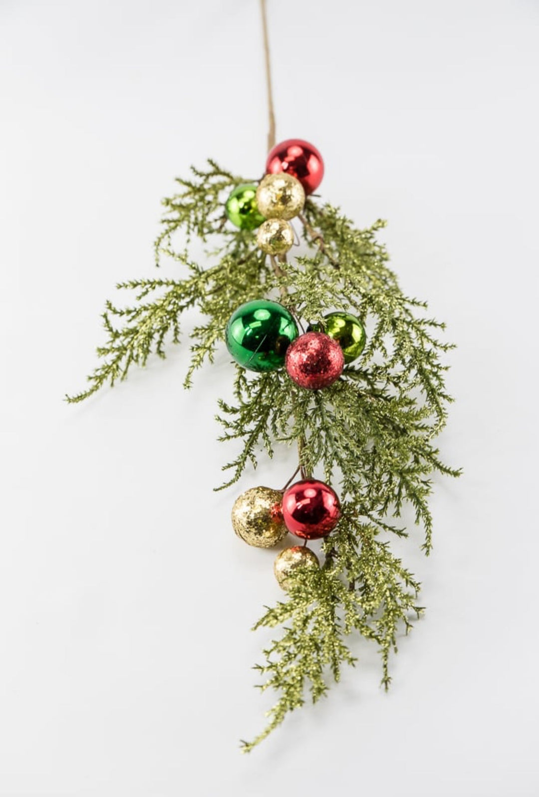 Cedar spray with red, green, and gold ornaments 26” - Greenery MarketChristmasXg962 - RGGO