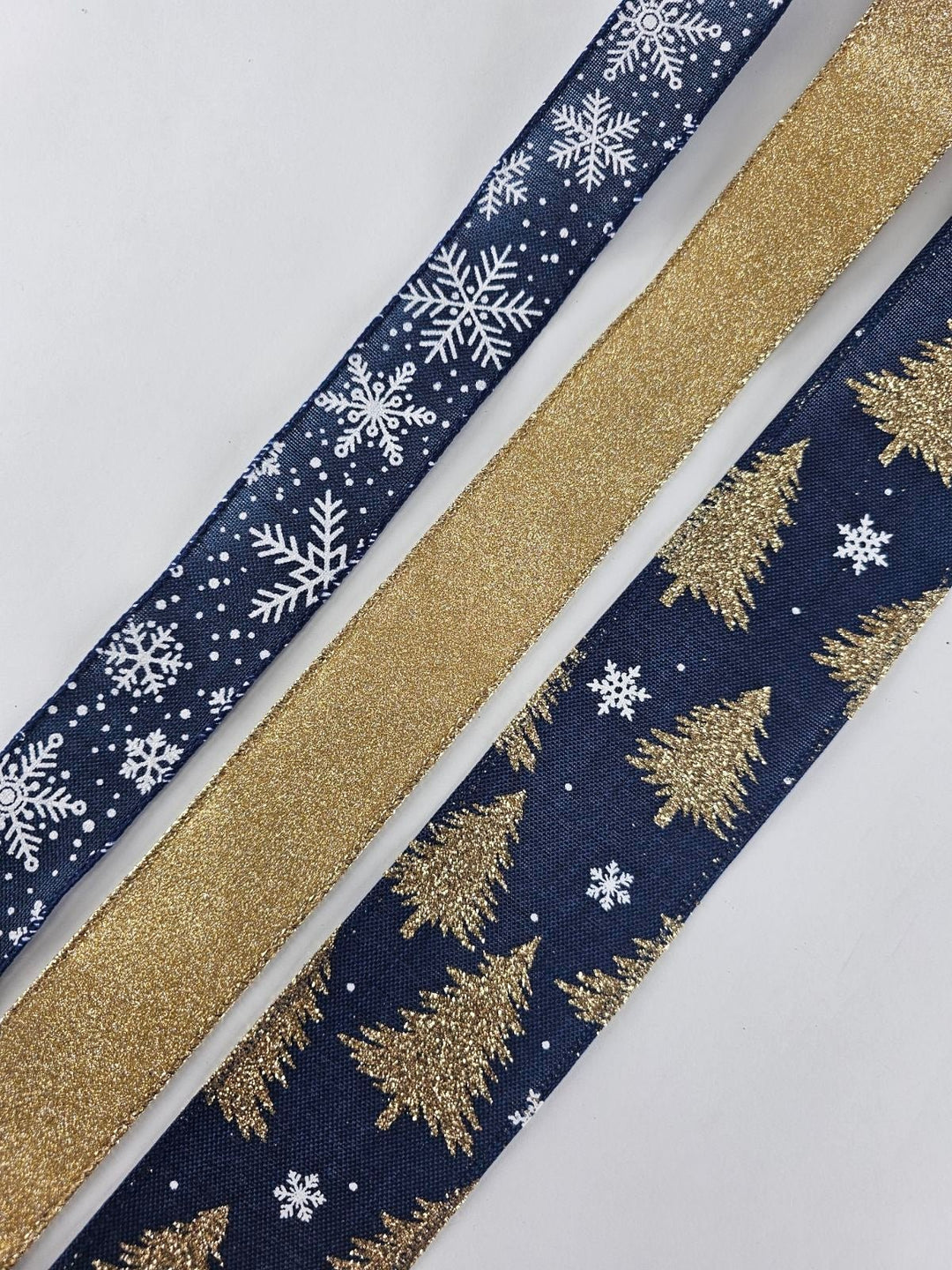 Champagne and navy blue bow bundle x 3 - Greenery MarketRibbons & Trim