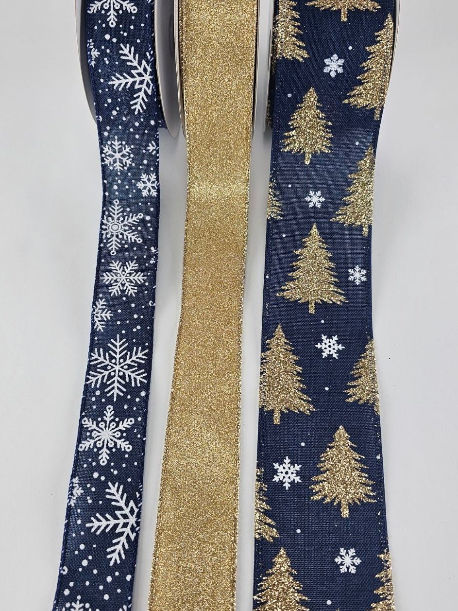 Champagne and navy blue bow bundle x 3 - Greenery MarketRibbons & Trim