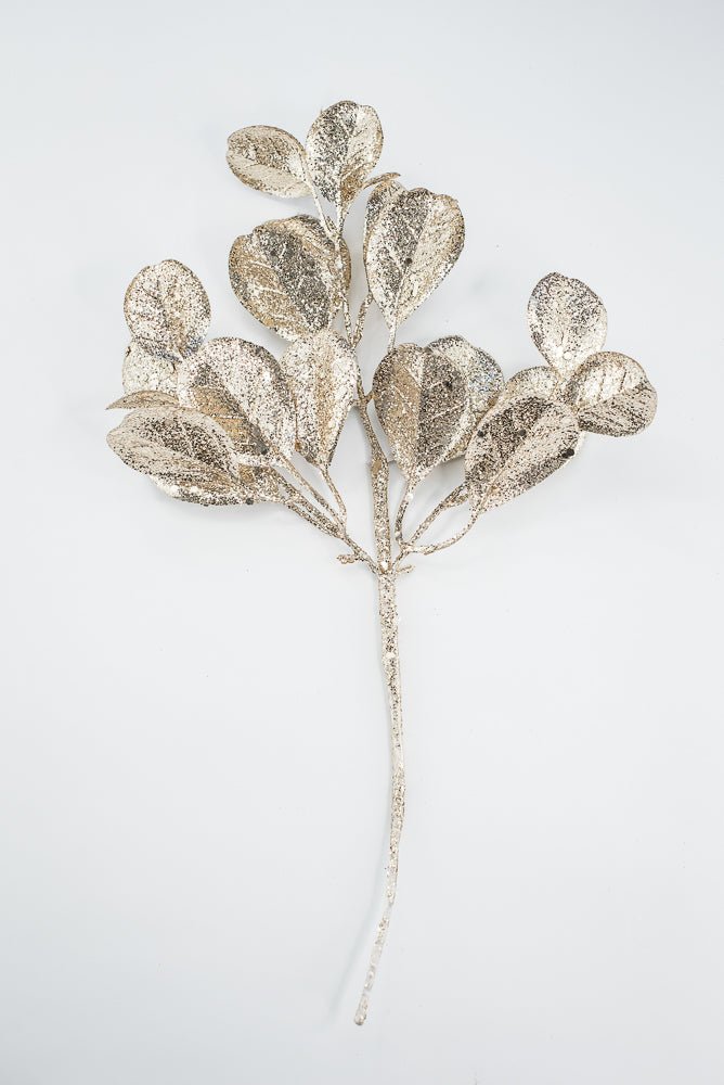 Champagne Glitter Eucalyptus Leaf Spray - 17" - Greenery MarketXAQ440-CN/LT
