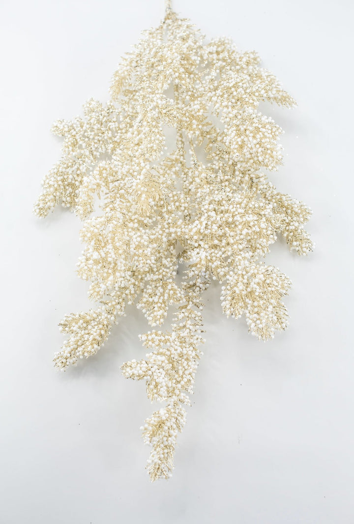 Champagne Gold & White Glittered Mini Berry Spray - 30" - Greenery MarketXBS233-CN/WH