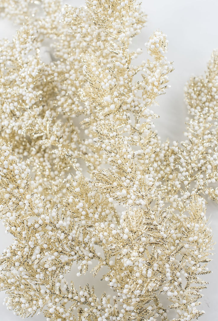 Champagne Gold & White Glittered Mini Berry Spray - 30" - Greenery MarketXBS233-CN/WH