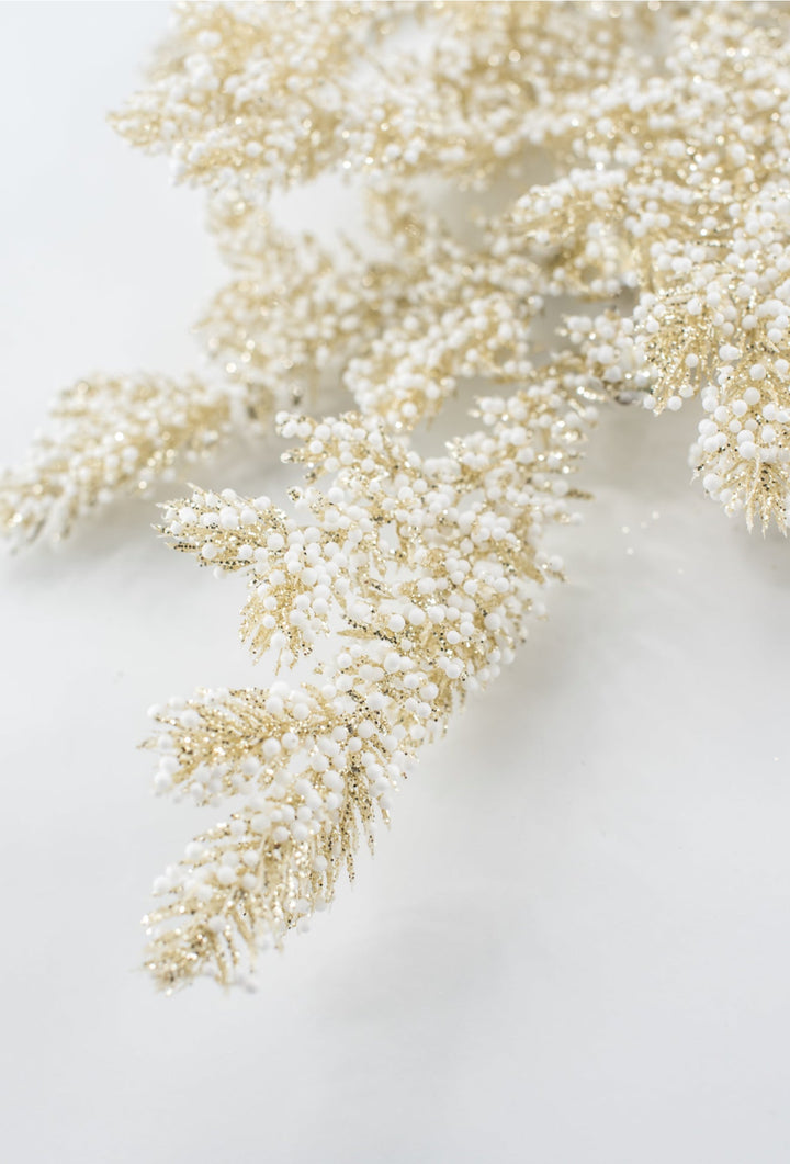Champagne Gold & White Glittered Mini Berry Spray - 30" - Greenery MarketXBS233-CN/WH