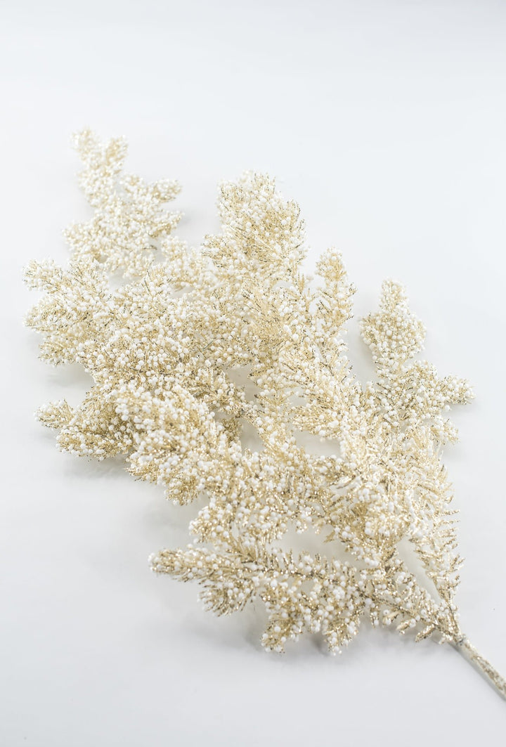 Champagne Gold & White Glittered Mini Berry Spray - 30" - Greenery MarketXBS233-CN/WH