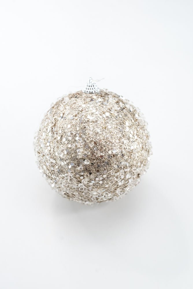Champagne Ornament Beaded Ball - 4" DIA - Greenery Market83037CH