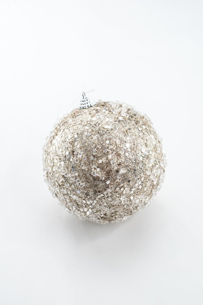 Champagne Ornament Beaded Ball - 4" DIA - Greenery Market83037CH