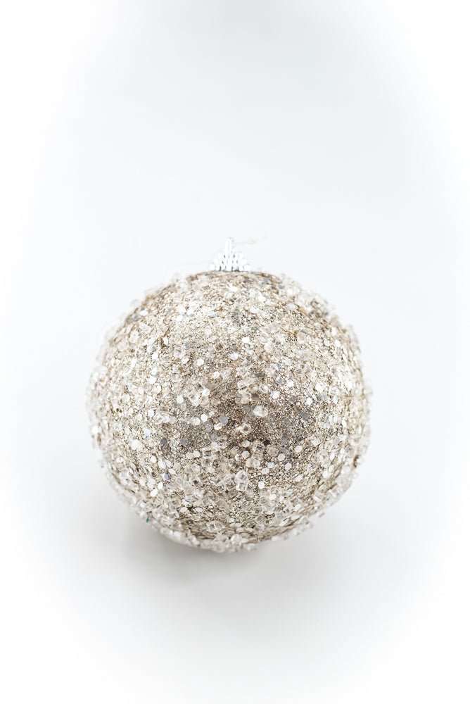 Champagne Ornament Beaded Ball - 4" DIA - Greenery Market83037CH