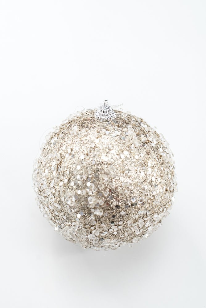 Champagne Ornament Beaded Ball - 4" DIA - Greenery Market83037CH
