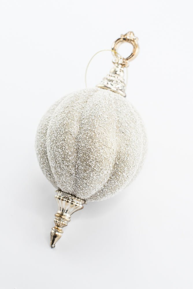 Champagne Snow Ball Finial Ornament - 7.5" - Greenery MarketOrnaments235123