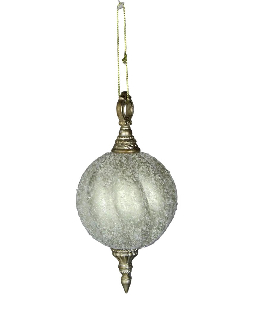 Champagne Snow Ball Finial Ornament - 7.5" - Greenery MarketOrnaments235123