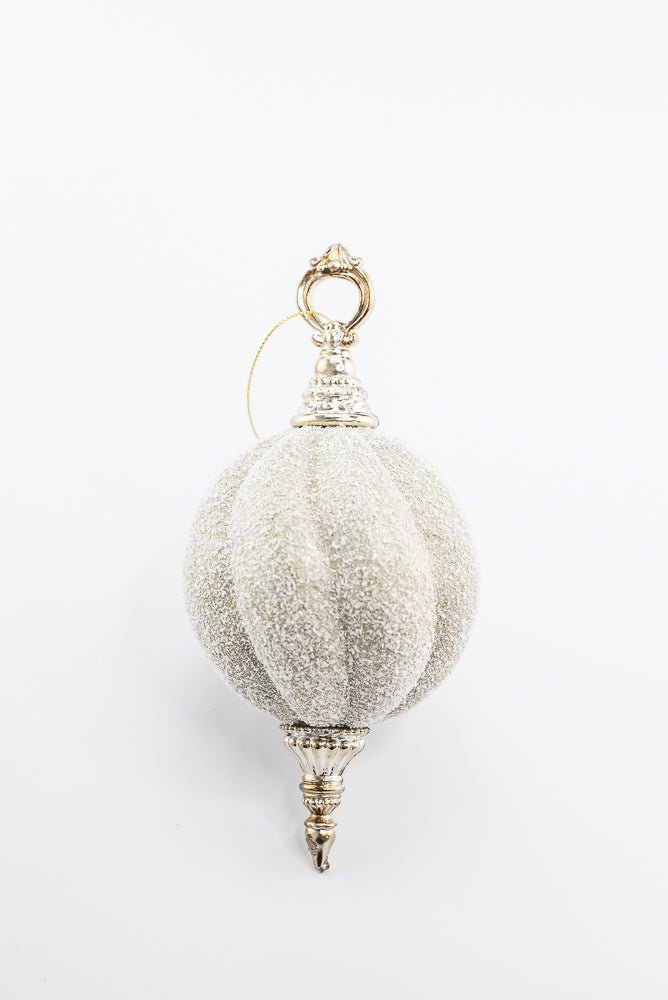 Champagne Snow Ball Finial Ornament - 7.5" - Greenery MarketOrnaments235123