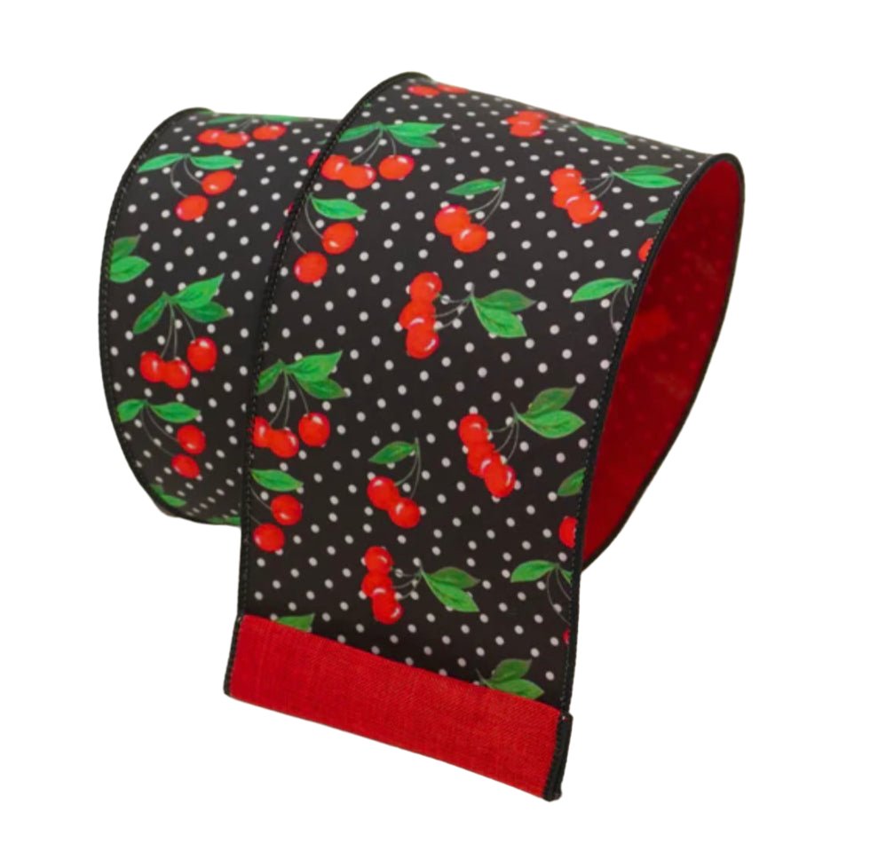 Cherry dots 2.5” farrisilk wired ribbon - Greenery MarketRibbons & TrimRA895-92