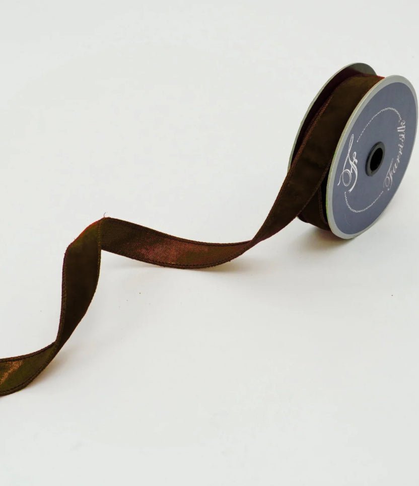 Chocolate brown plush velvet luster 1” farrisilk wired ribbon - Greenery MarketRibbons & TrimRV001 - 23