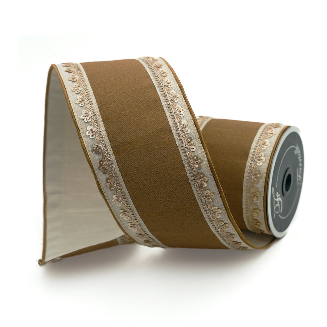 Chocolate Florets Farrisilk Wired Ribbon - 4" - Greenery MarketRibbons & TrimRK407-23