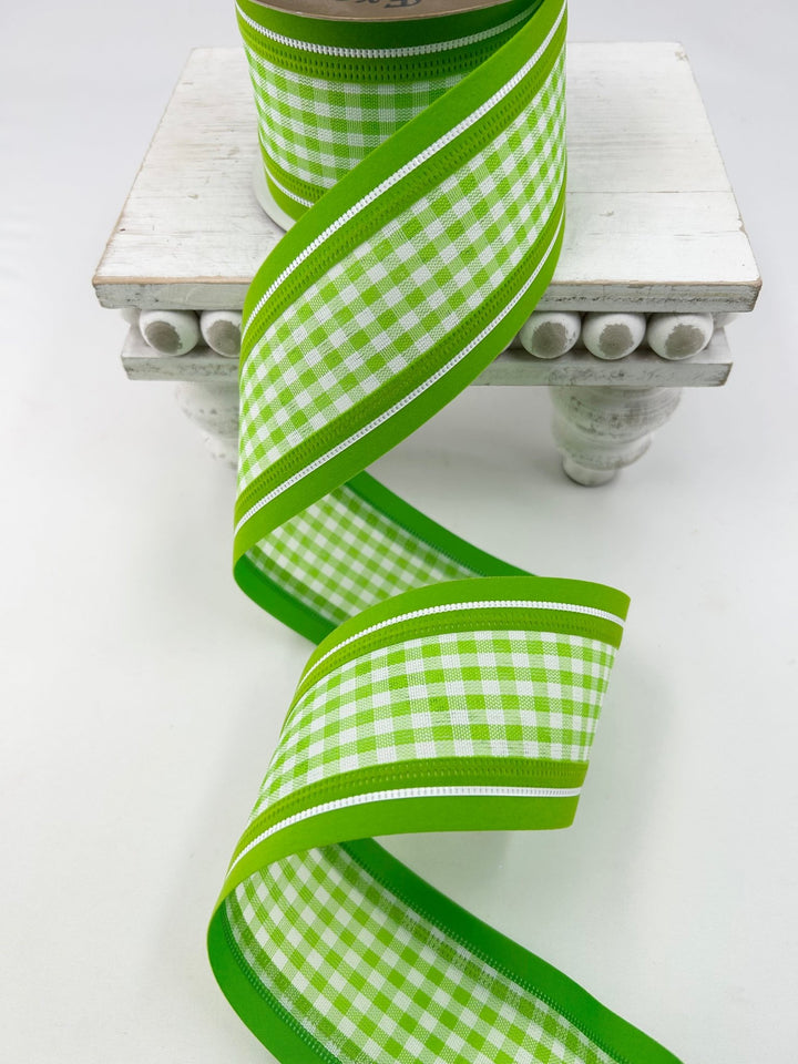 Choose red, green, or orange gingham wired ribbon 2.5” - Greenery MarketRibbons & Trim