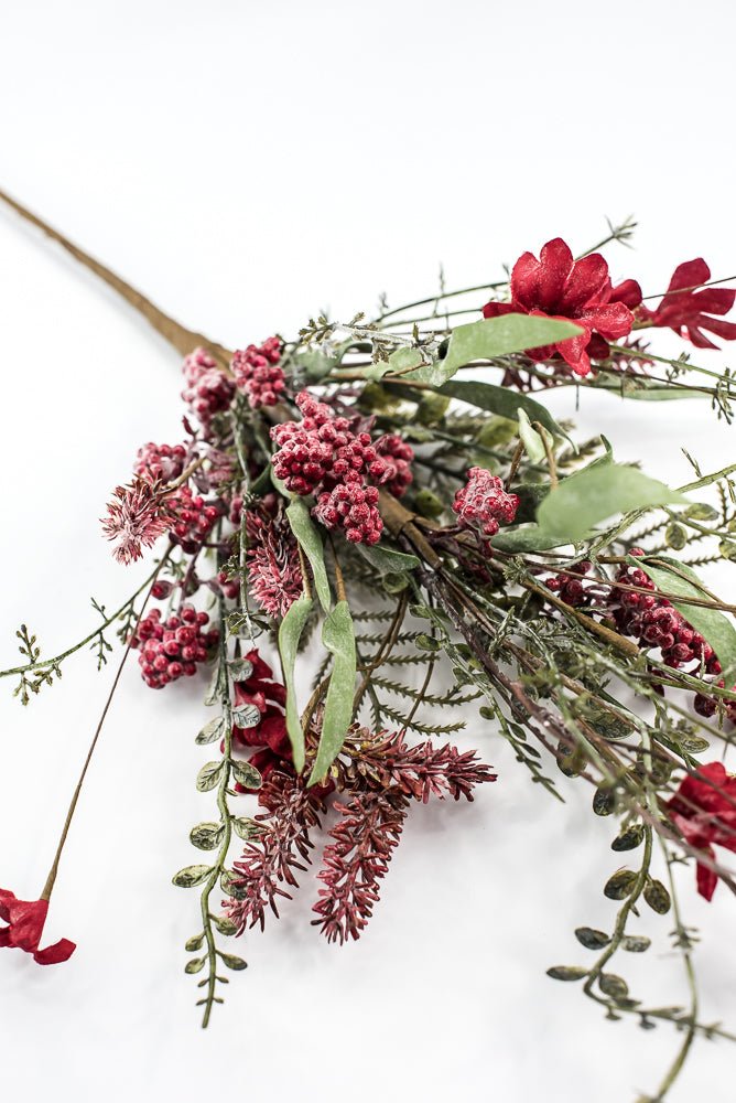 Christmas Fern and berry spray - frosted red 63526 - Greenery MarketArtificial Flora63526 - FROSTEDRED