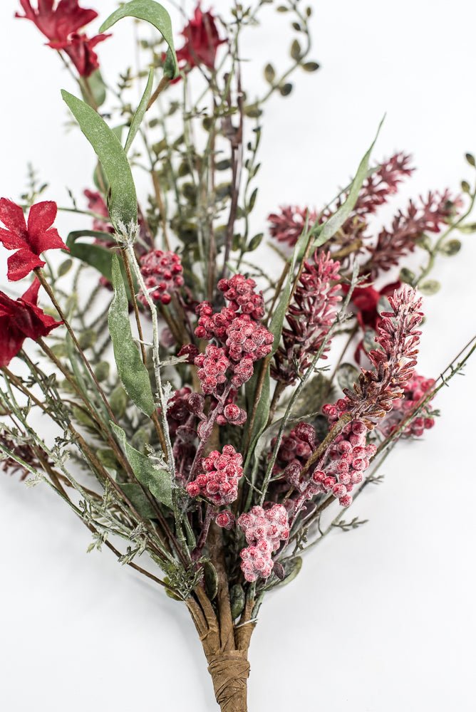 Christmas Fern and berry spray - frosted red 63526 - Greenery MarketArtificial Flora63526 - FROSTEDRED