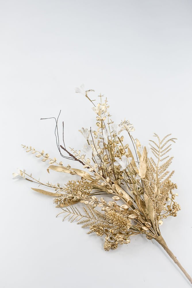Christmas Fern and berry spray - gold 63526 - Greenery MarketArtificial Flora63526-GOLD