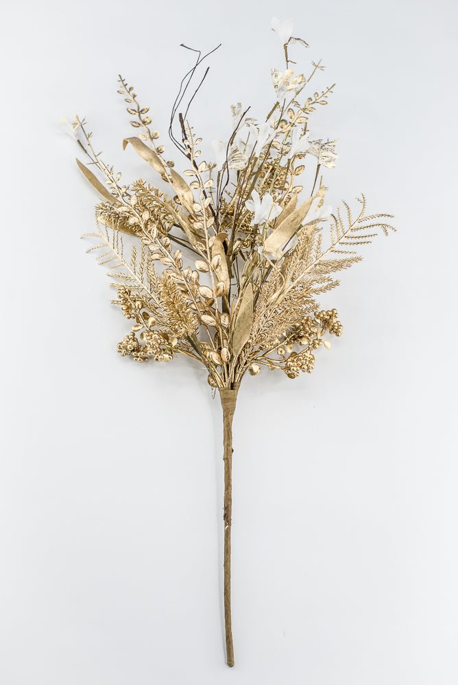 Christmas Fern and berry spray - gold 63526 - Greenery MarketArtificial Flora63526-GOLD