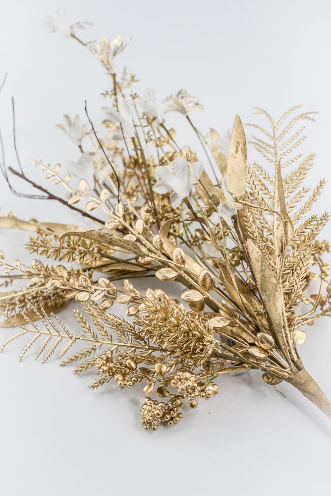 Christmas Fern and berry spray - gold 63526 - Greenery MarketArtificial Flora63526-GOLD