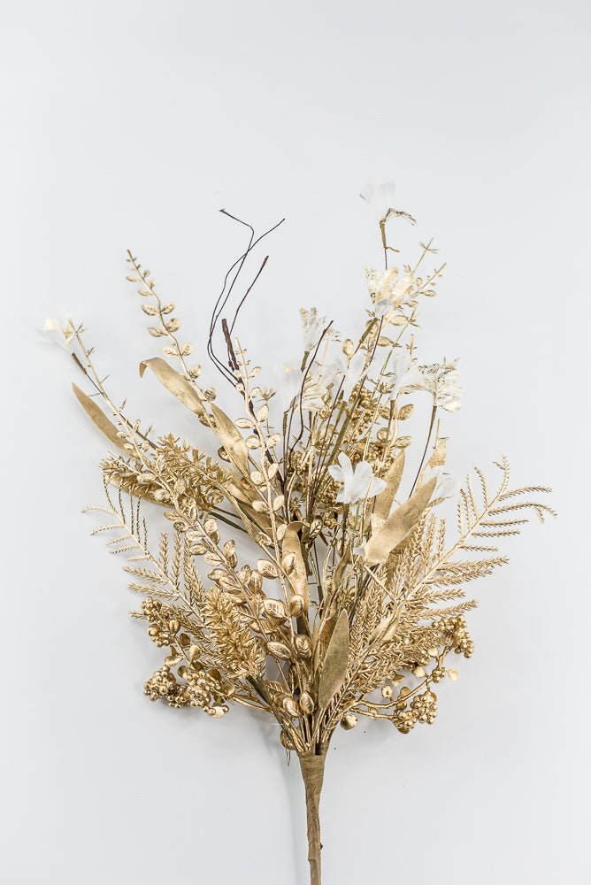 Christmas Fern and berry spray - gold 63526 - Greenery MarketArtificial Flora63526-GOLD
