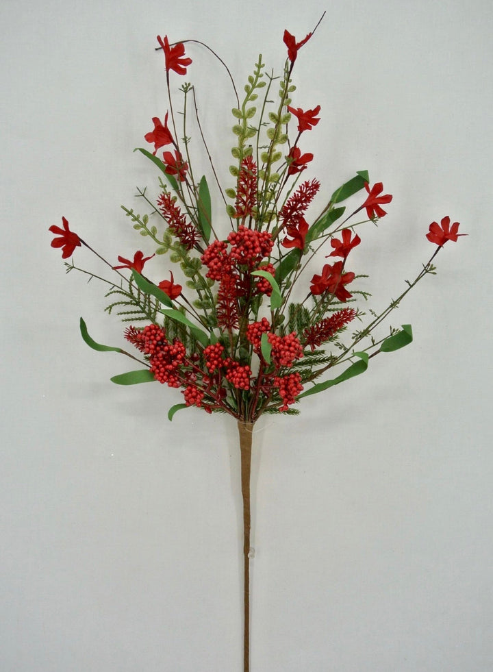 Christmas Fern and berry spray - red 63526 - Greenery MarketArtificial Flora63526 - RD