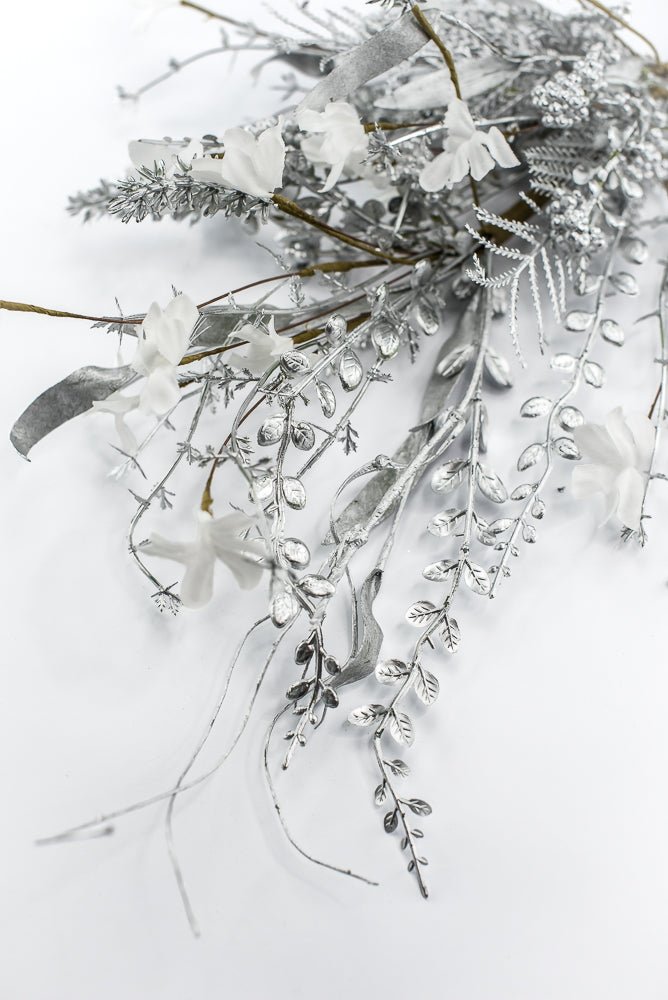 Christmas Fern and berry spray - silver 63526 - Greenery MarketArtificial Flora63526-SILVER