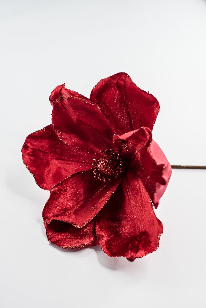 Christmas Velvet magnolia pick - red - Greenery Marketartificial flowers84834RD