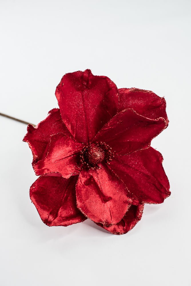 Christmas Velvet magnolia pick - red - Greenery Marketartificial flowers84834RD
