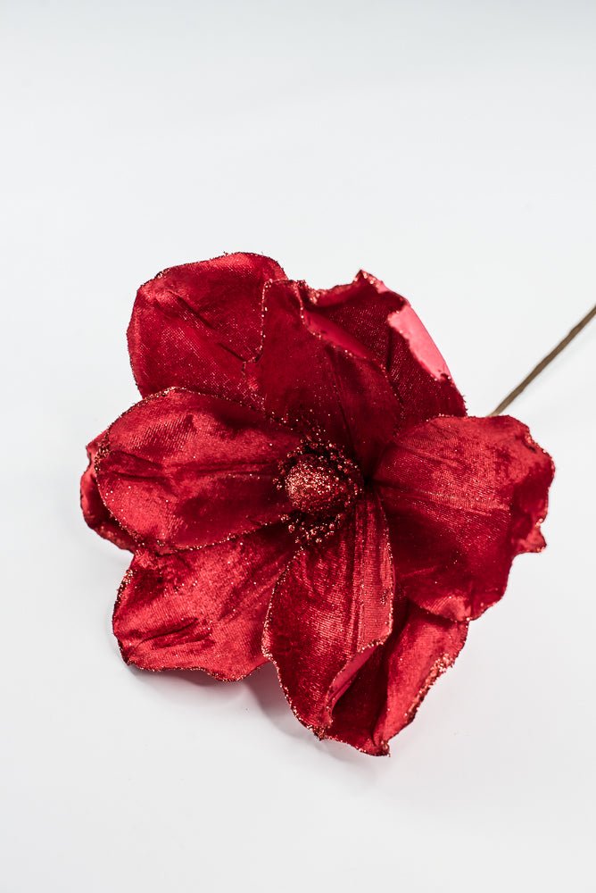 Christmas Velvet magnolia pick - red - Greenery Marketartificial flowers84834RD