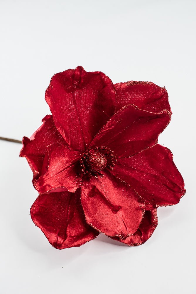 Christmas Velvet magnolia pick - red - Greenery Marketartificial flowers84834RD