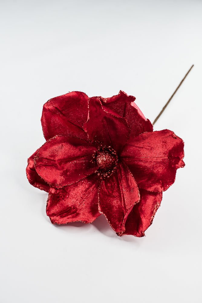 Christmas Velvet magnolia pick - red - Greenery Marketartificial flowers84834RD