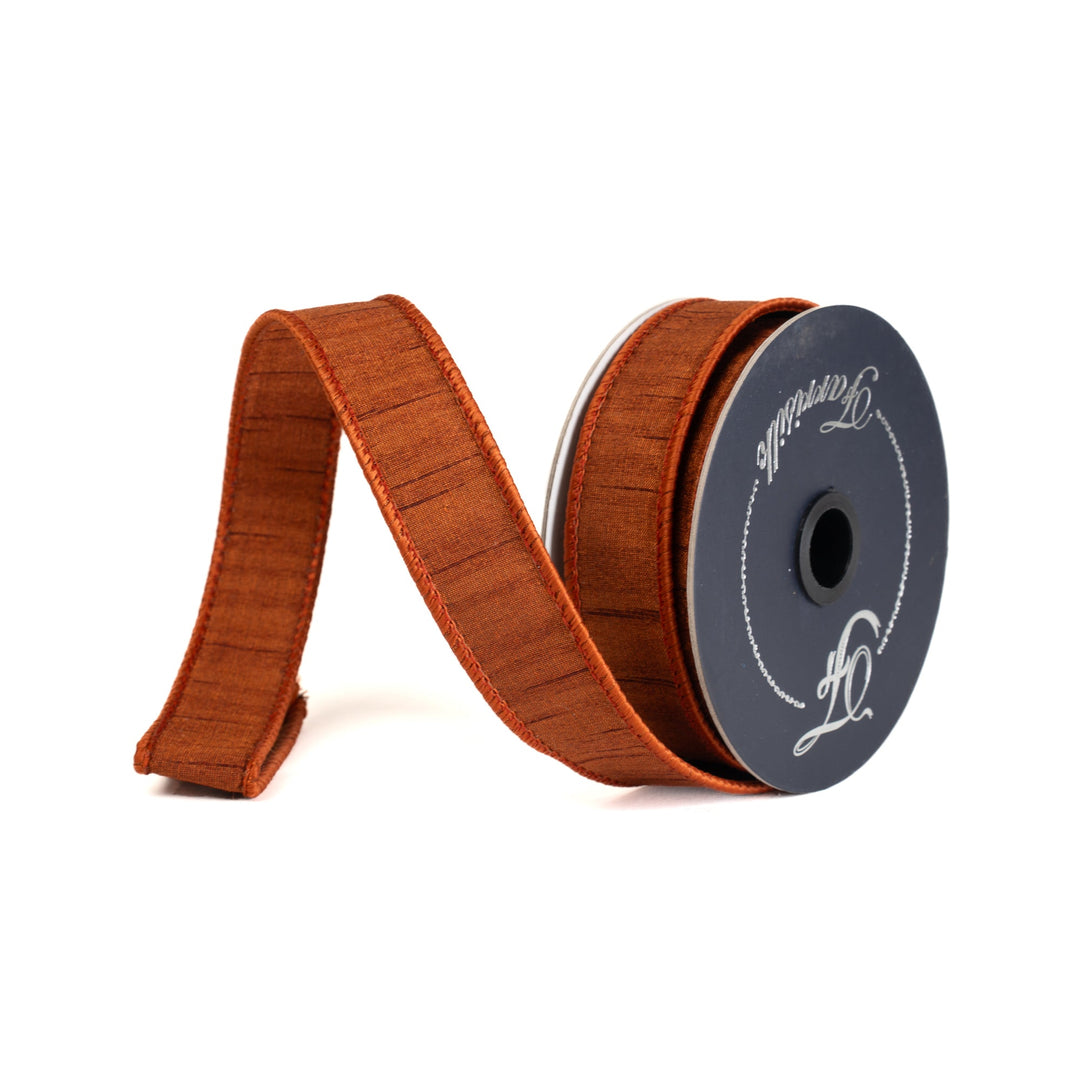 Cinnamon Shimmering Silk Farrisilk Wired Ribbon - 1" - Greenery MarketRK879-34