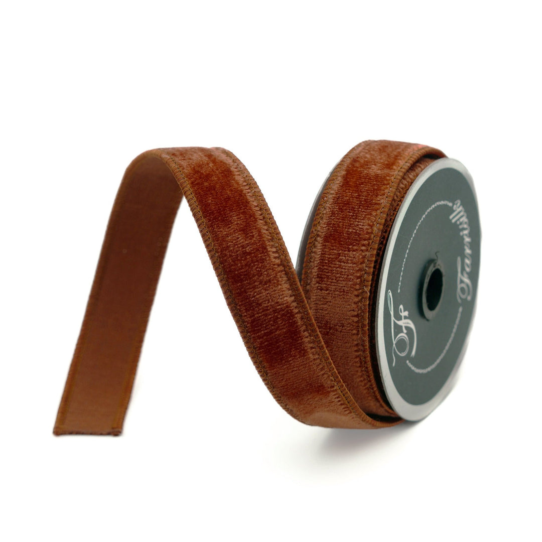 Cinnamon Velvet Farrisilk Wired Ribbon - 1" - Greenery MarketRG008-34