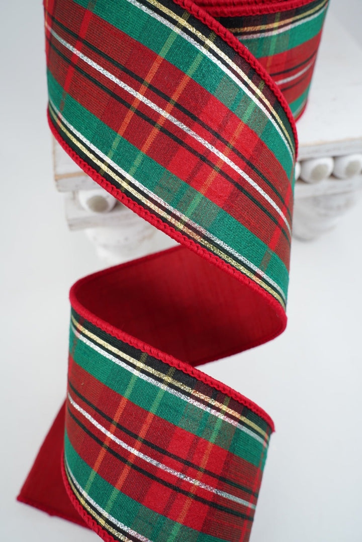 Classic holiday plaid wired ribbon 2.5” - Greenery MarketWired ribbon94559W-985-40D